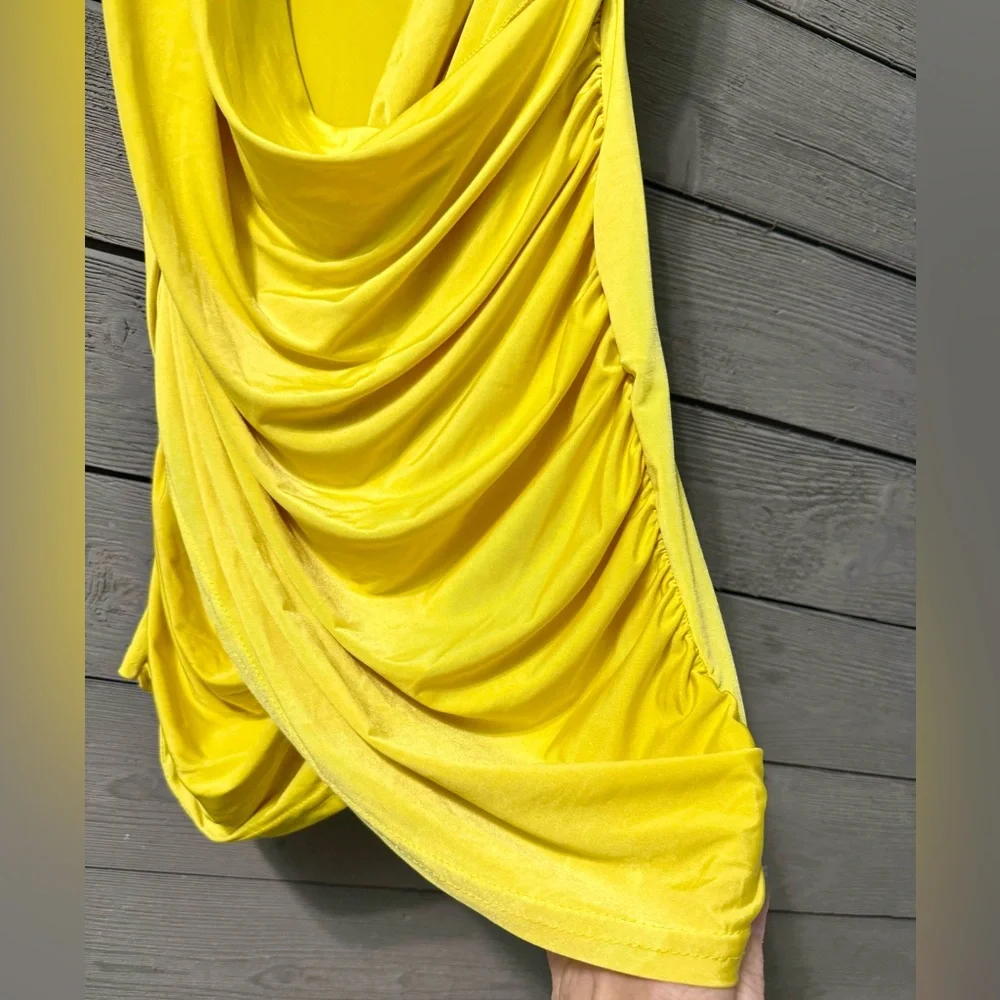 NWT Missguided Lime Slinky Drape Front Mini Dress Sz US/2 Sexy Cocktail Party - Picture 5 of 12